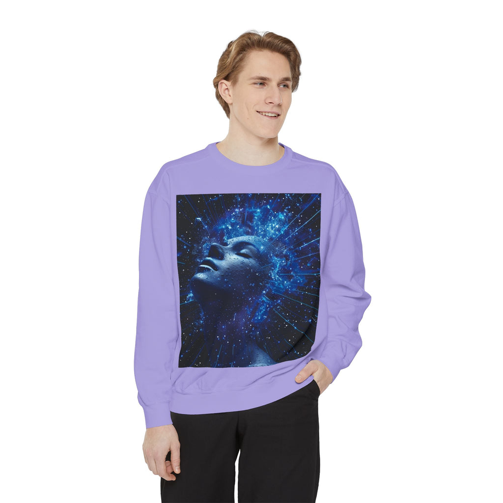 Cosmic Mind Sweatshirt — Blue Galaxy Portrait Crewneck