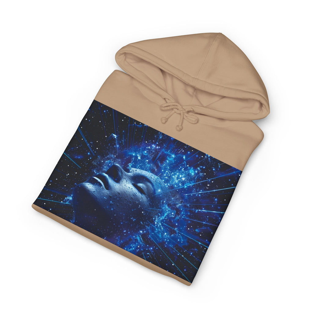 Cosmic Mind Hoodie — Blue Galaxy Face Graphic Sweatshirt