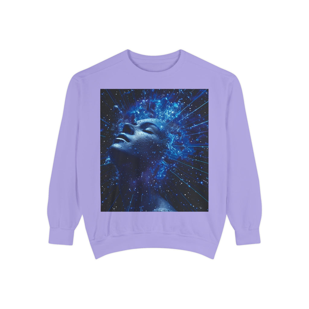 Cosmic Mind Sweatshirt — Blue Galaxy Portrait Crewneck