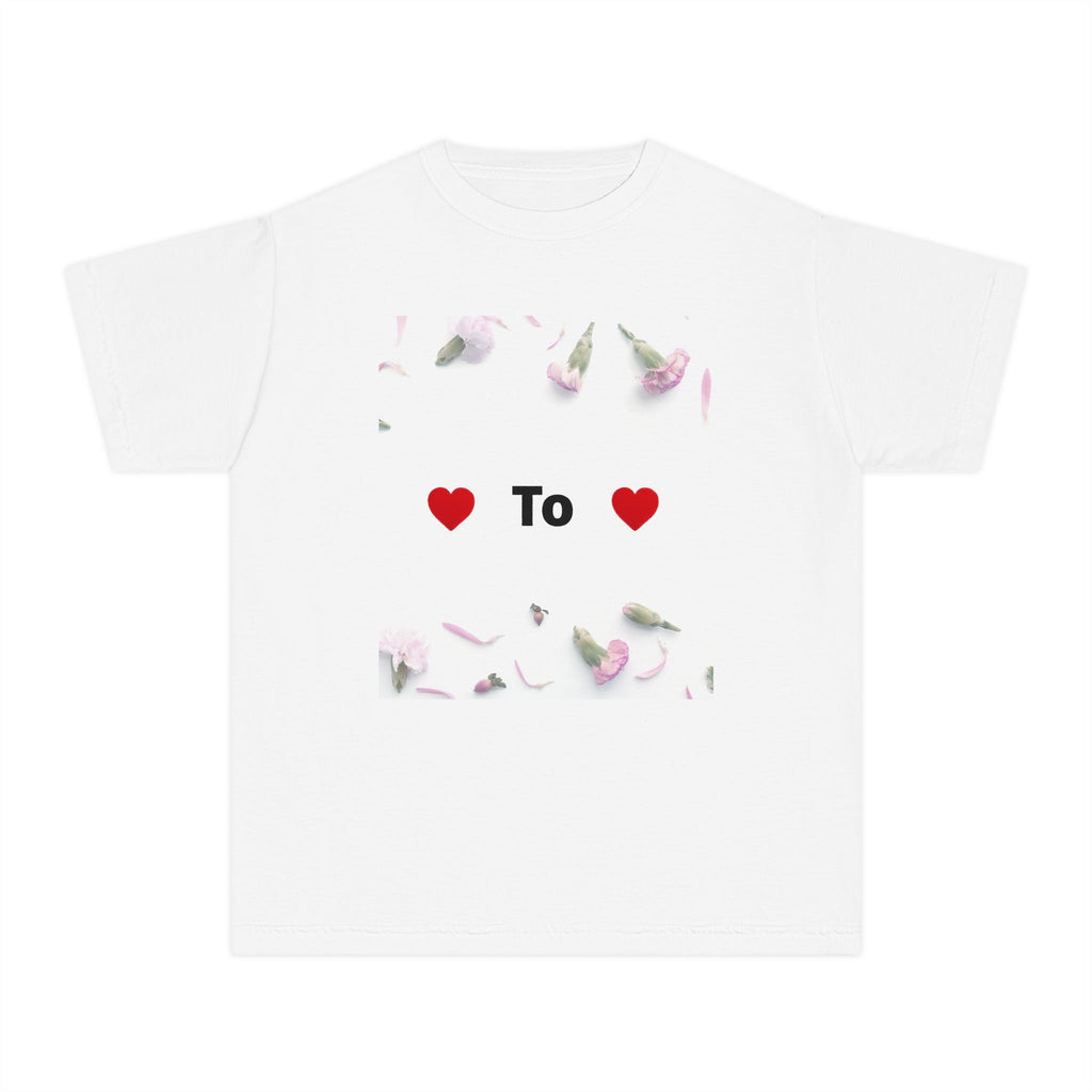Youth Tee — Floral Heart "To" Design (Kids Valentine Top)