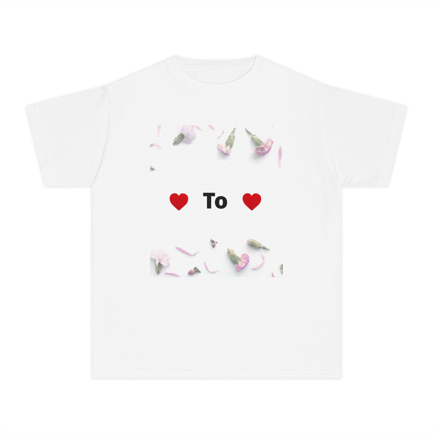 Youth Tee — Floral Heart "To" Design (Kids Valentine Top)