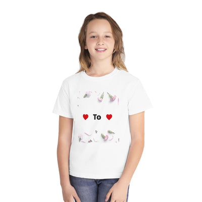 Youth Tee — Floral Heart "To" Design (Kids Valentine Top)
