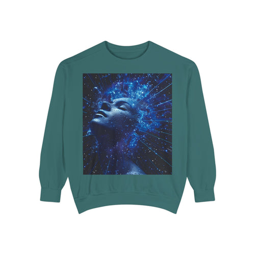 Cosmic Mind Sweatshirt — Blue Galaxy Portrait Crewneck