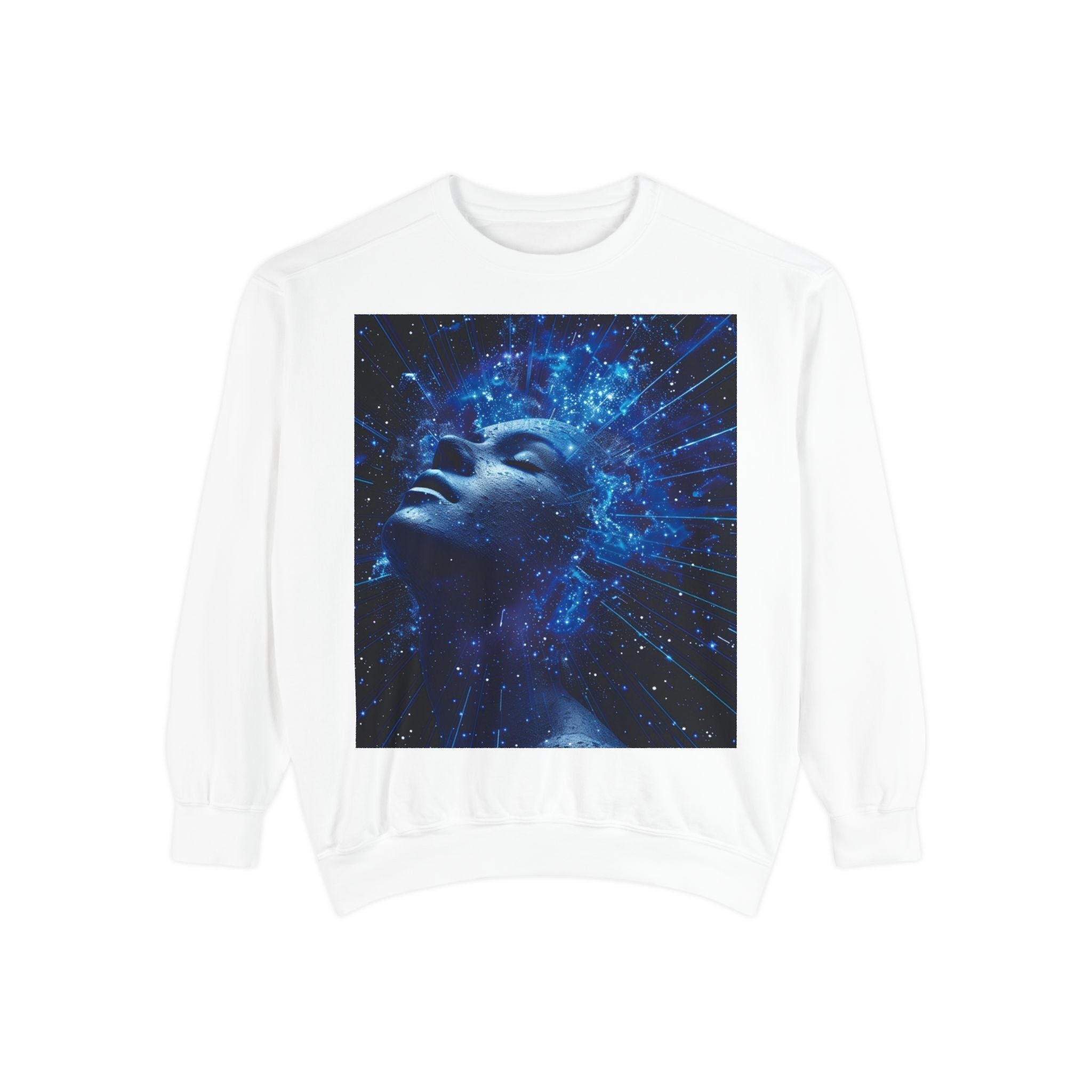 Cosmic Mind Sweatshirt — Blue Galaxy Portrait Crewneck