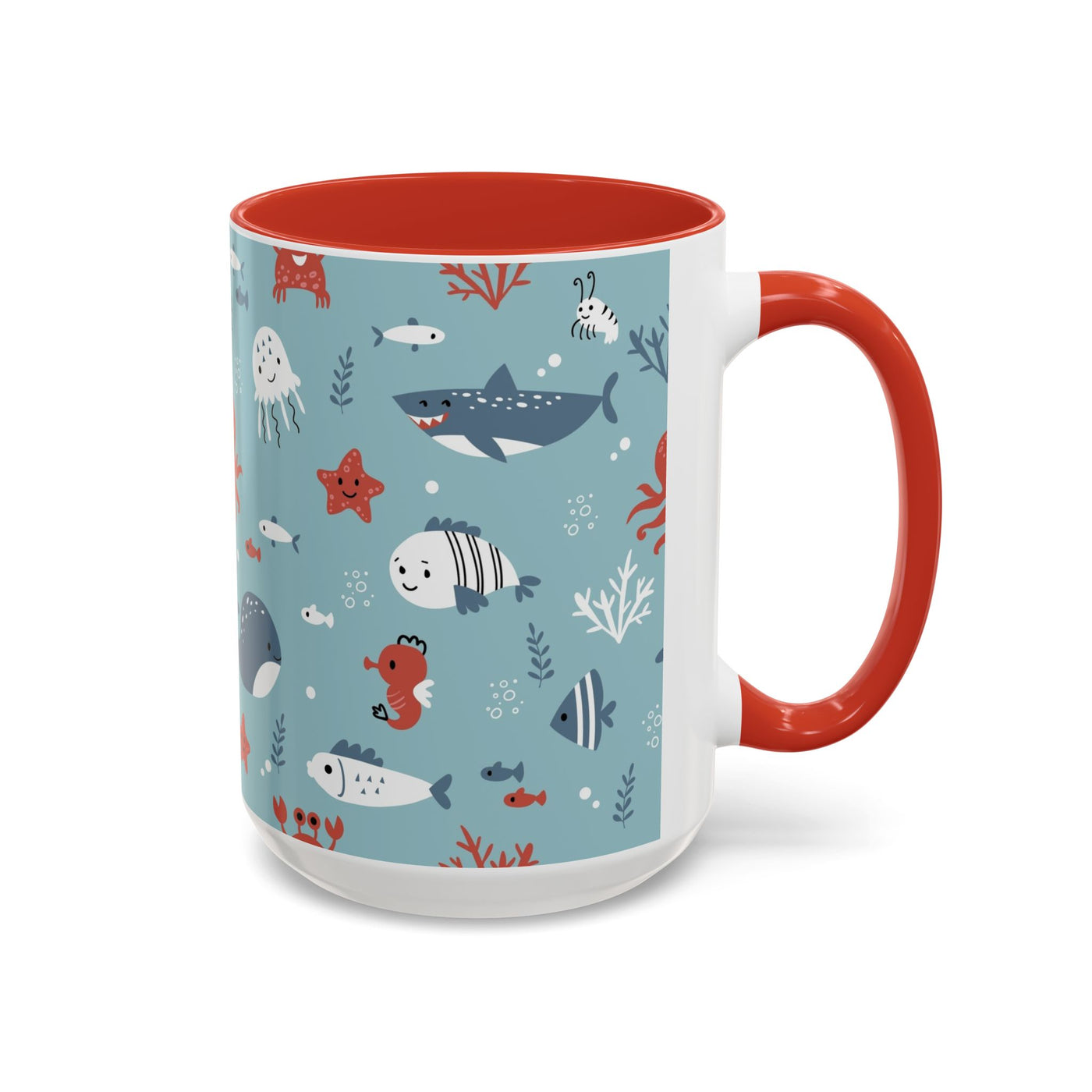 Cute Ocean Animal Accent Mug, Perfect Gift for Marine Lovers, Fun Coffee Cup, Sea Life Decor, Unique Birthday Present