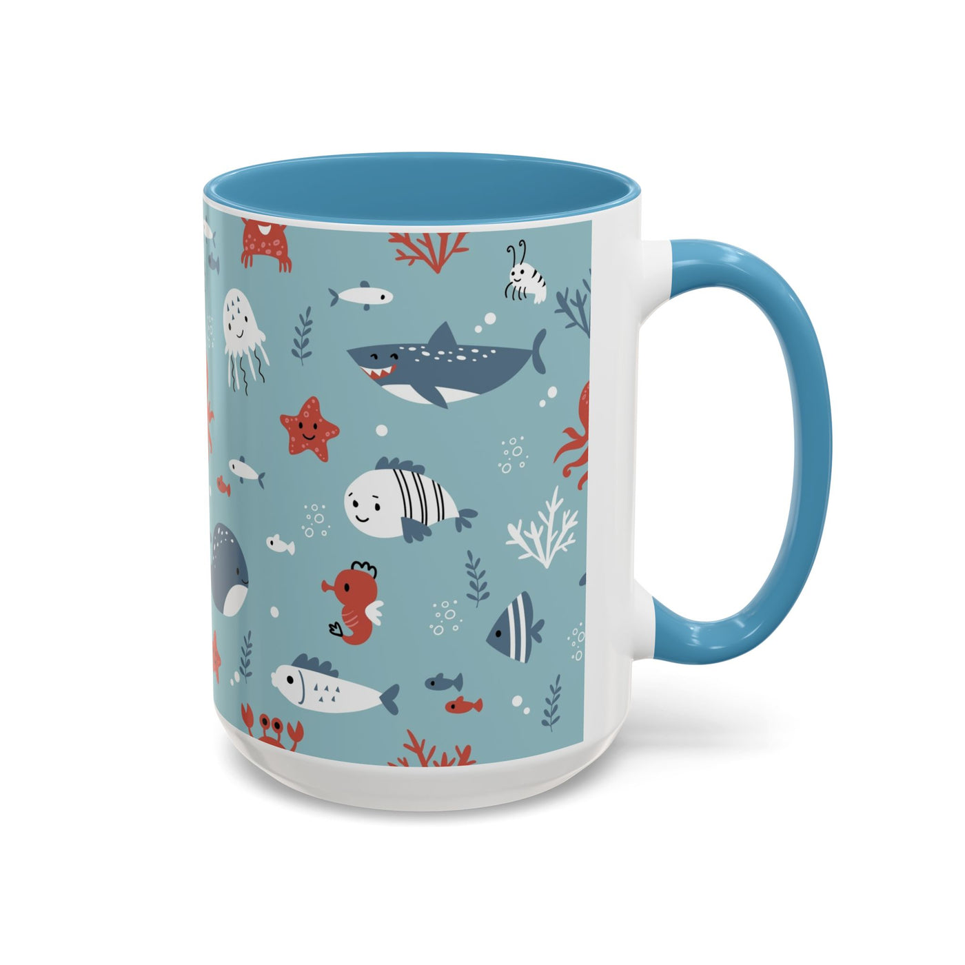 Cute Ocean Animal Accent Mug, Perfect Gift for Marine Lovers, Fun Coffee Cup, Sea Life Decor, Unique Birthday Present