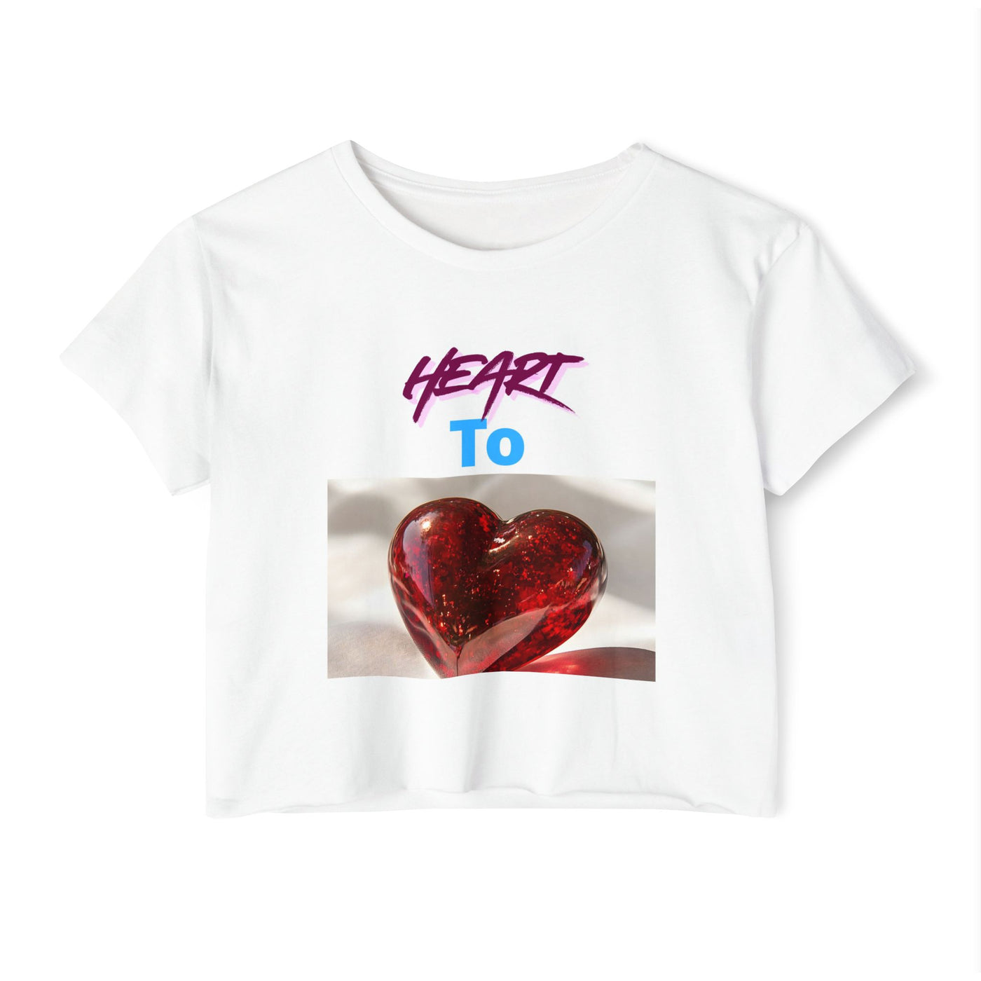 Heart To Red Glass Heart Women's Festival Crop Top — Cute Valentine's / Festival Summer Tee