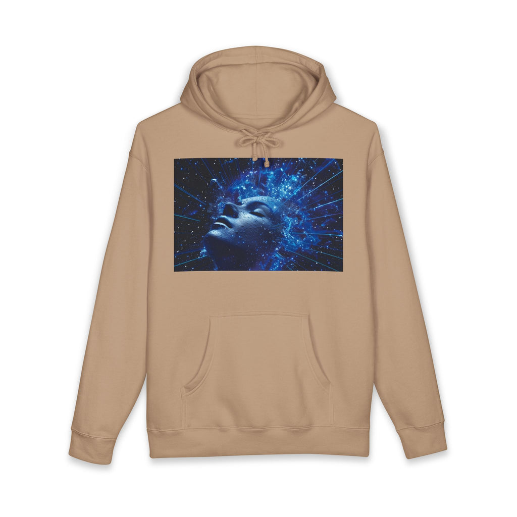 Cosmic Mind Hoodie — Blue Galaxy Face Graphic Sweatshirt