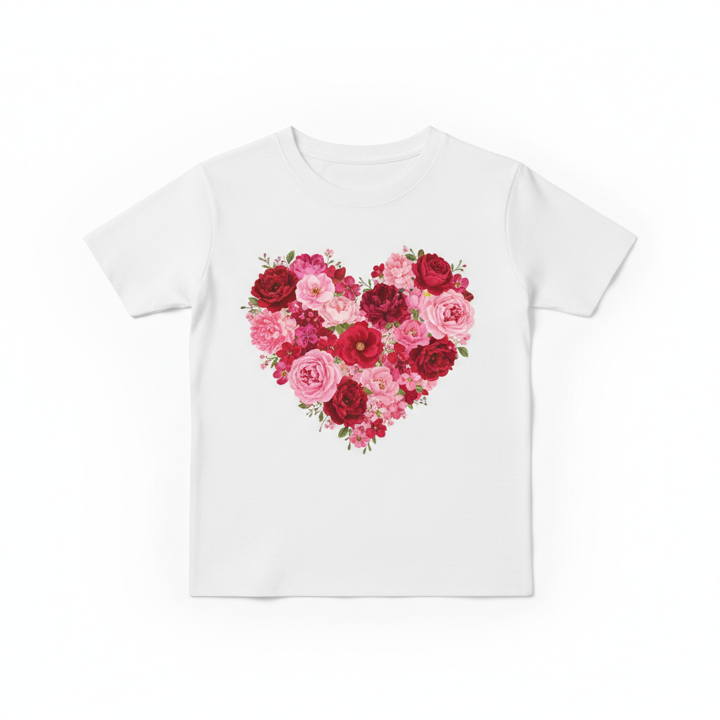 Youth Tee Floral Heart Design
